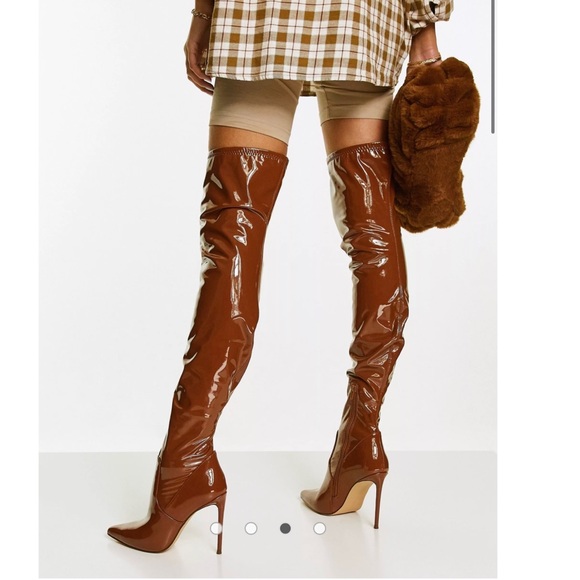 New Steve Madden Womens pleather thigh high boots 7-7.5 - Picture 3 of 10